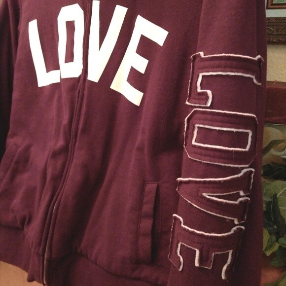 REFLEX purple Sherpa lined women's LOVE hoodie Varsity jacket L/XL - Picture 2 of 5